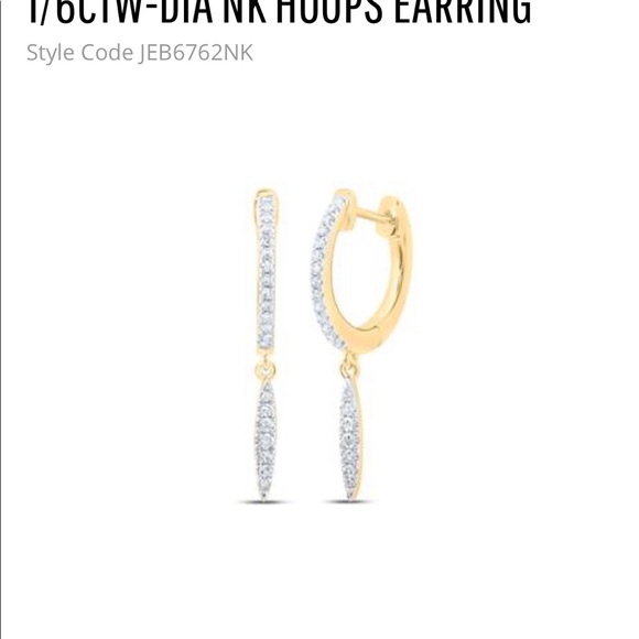 10k solid gold genuine diamond dangling hoop earrings NOT plated Free appraisal - Picture 3 of 9